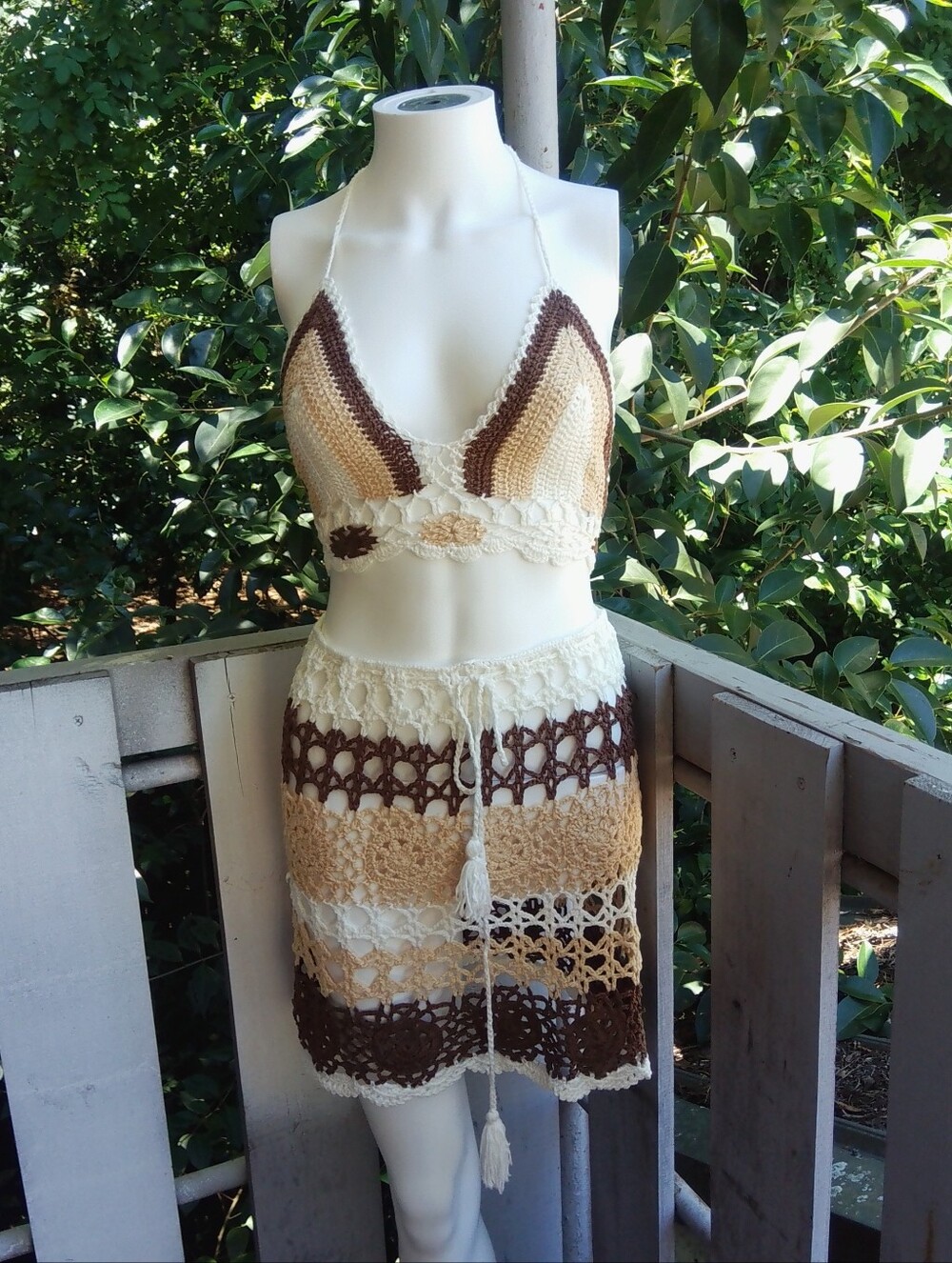 Crochet bra and skirt set Bikini coverup